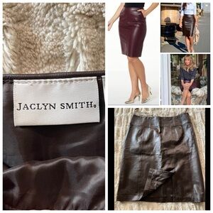 JACLYN SMITH Leather Brown Skirt.